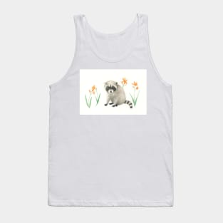 Racoon With Orange Lilies Tank Top